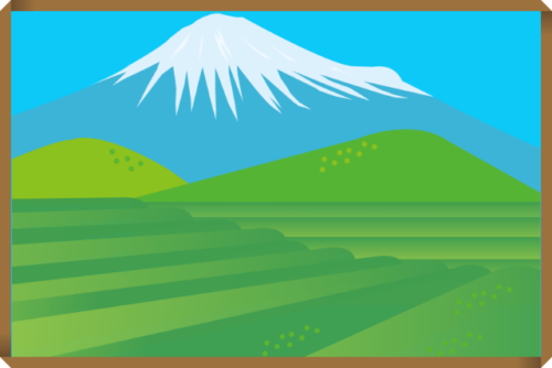 富士山と茶畑のイラスト