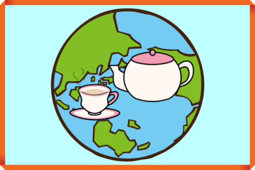 地球と紅茶のイラスト