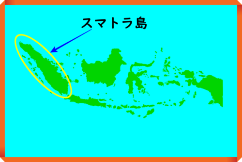 インドネシア・スマトラ島を指した地図